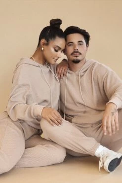 JLUXLABEL BEIGE MILAN KIDS WAFFLE HOODIE SALE