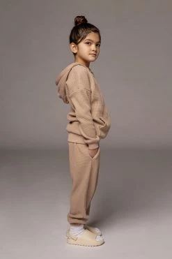 JLUXLABEL BEIGE MEMPHIS KIDS WAFFLE JOGGERS