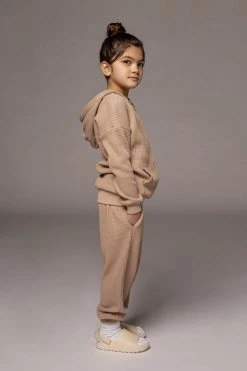 JLUXLABEL BEIGE MILAN KIDS WAFFLE HOODIE SALE
