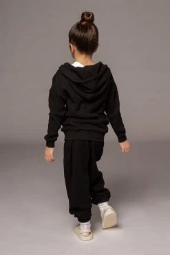 JLUXLABEL SALE BLACK MILAN KIDS WAFFLE HOODIE