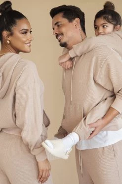 JLUXLABEL BEIGE MEMPHIS KIDS WAFFLE JOGGERS