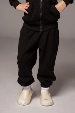 JLUXLABEL SALE BLACK MILAN KIDS WAFFLE HOODIE