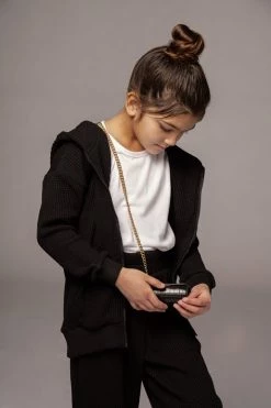 JLUXLABEL SALE BLACK MILAN KIDS WAFFLE HOODIE