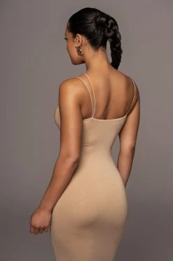 JLUXLABEL JLUXBASIX TAN RORY DIAGONAL STRAP DRESS NEW ARRIVALS