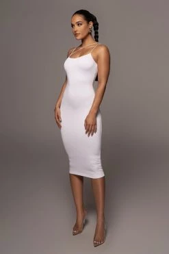 JLUXLABEL NEW ARRIVALS JLUXBASIX IVORY RORY DIAGONAL STRAP DRESS