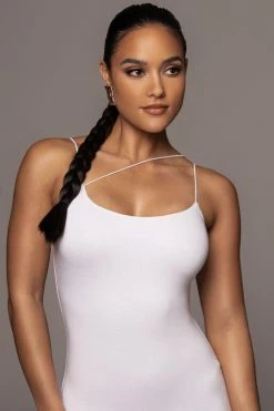 JLUXLABEL NEW ARRIVALS JLUXBASIX IVORY RORY DIAGONAL STRAP DRESS