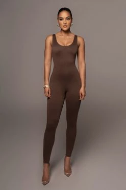 JLUXLABEL CHOCOLATE ALO DOUBLE LAYER JUMPSUIT NEW ARRIVALS