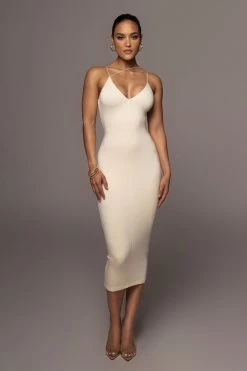JLUXLABEL JLUXBASIX BUTTERCREAM VALENCIA DIAGONAL STRAP DRESS