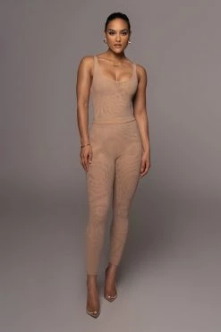 JLUXLABEL BEIGE NINA MESH PANTS