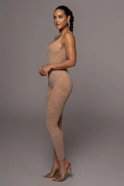 JLUXLABEL BEIGE MESH ESSENTIALS TANK BODYSUIT UNDERGARMENT