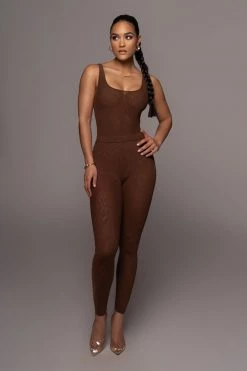 JLUXLABEL NEW ARRIVALS CHOCOLATE MESH ESSENTIAL TANK BODYSUIT UNDERGARMENT