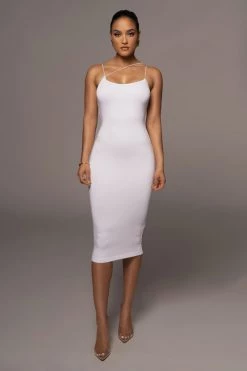 JLUXLABEL NEW ARRIVALS JLUXBASIX IVORY RORY DIAGONAL STRAP DRESS