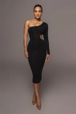 JLUXLABEL BLACK JULIA MIDI DRESS
