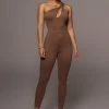 JLUXLABEL NEW ARRIVALS PECAN AMIRAH KEYHOLE JUMPSUIT