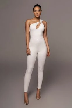 JLUXLABEL WHITE AMIRAH KEYHOLE JUMPSUIT NEW ARRIVALS