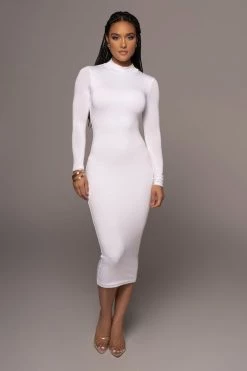 JLUXLABEL JLUXBASIX Ivory Janessa Double Lined Turtleneck Dress SALE