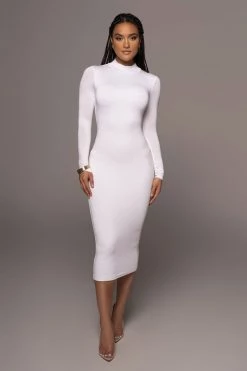 JLUXLABEL JLUXBASIX Ivory Janessa Double Lined Turtleneck Dress SALE