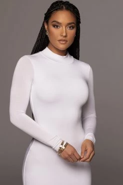 JLUXLABEL JLUXBASIX Ivory Janessa Double Lined Turtleneck Dress SALE