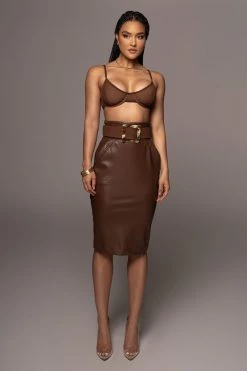 JLUXLABEL NEW ARRIVALS BROWN MARILLA SUEDE BELT