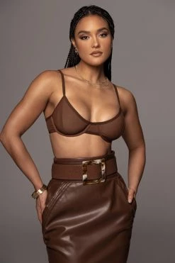 JLUXLABEL NEW ARRIVALS BROWN MARILLA SUEDE BELT