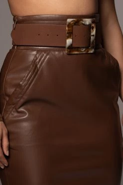 JLUXLABEL NEW ARRIVALS BROWN MARILLA SUEDE BELT