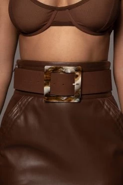 JLUXLABEL NEW ARRIVALS BROWN MARILLA SUEDE BELT