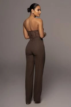 JLUXLABEL CHOCOLATE ARLETTE TROUSERS BOTTOMS
