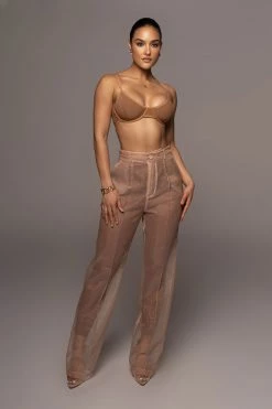 JLUXLABEL TAN LIVY ORGANZA PANT NEW ARRIVALS