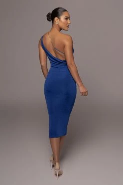 JLUXLABEL BLUE MODERN MUSE MIDI DRESS GETAWAY WEAR