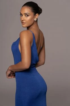 JLUXLABEL BLUE MODERN MUSE MIDI DRESS GETAWAY WEAR