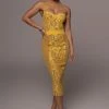 JLUXLABEL DRESSES YELLOW NIYKEE MESH AND LACE SET