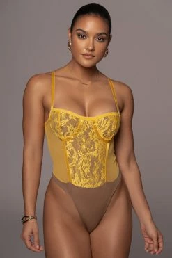 JLUXLABEL DRESSES YELLOW NIYKEE MESH AND LACE SET