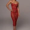 JLUXLABEL DRESSES RED NIYKEE MESH AND LACE SET 2 JLUXLABEL DRESSES RED NIYKEE MESH AND LACE SET
