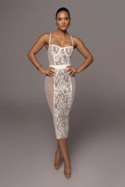 JLUXLABEL DRESSES IVORY NIYKEE MESH AND LACE SET