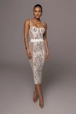 JLUXLABEL DRESSES IVORY NIYKEE MESH AND LACE SET