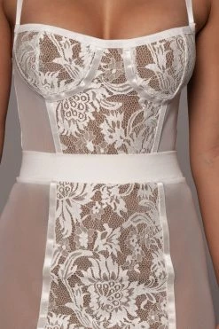JLUXLABEL DRESSES IVORY NIYKEE MESH AND LACE SET