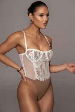 JLUXLABEL DRESSES IVORY NIYKEE MESH AND LACE SET