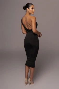 JLUXLABEL DRESSES BLACK MODERN MUSE MIDI DRESS
