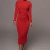 JLUXLABEL RED KARA MOCK NECK DRESS