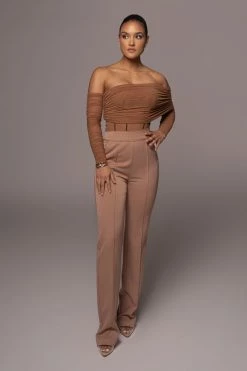 JLUXLABEL PECAN SHEER PERFECTION BODYSUIT