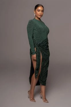 JLUXLABEL GREEN/BLACK UNTAMED SLIT DRESS DRESSES