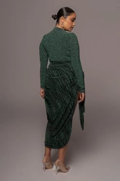 JLUXLABEL GREEN/BLACK UNTAMED SLIT DRESS DRESSES