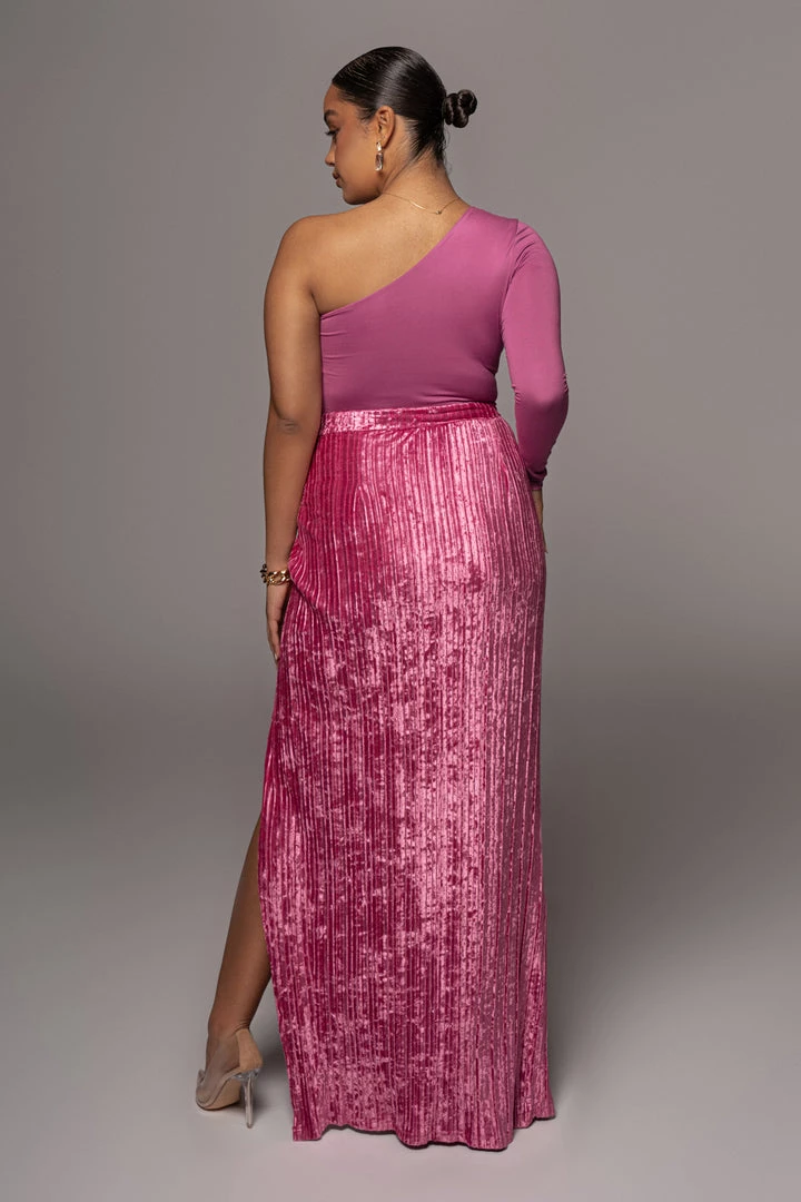 JLUXLABEL BOTTOMS FUCHSIA KRISANA VELVET HIGH SLIT SKIRT 14 JLUXLABEL BOTTOMS FUCHSIA KRISANA VELVET HIGH SLIT SKIRT