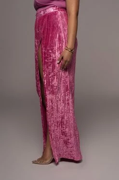 JLUXLABEL BOTTOMS FUCHSIA KRISANA VELVET HIGH SLIT SKIRT 30 JLUXLABEL BOTTOMS FUCHSIA KRISANA VELVET HIGH SLIT SKIRT
