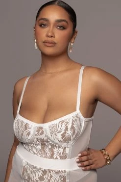 JLUXLABEL DRESSES IVORY NIYKEE MESH AND LACE SET