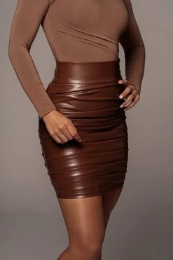 JLUXLABEL COCO CHRYSTAL FAUX LEATHER SKIRT