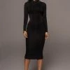 JLUXLABEL JLUXBASIX Black Janessa Double Lined Turtleneck Dress