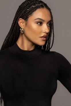 JLUXLABEL JLUXBASIX Black Janessa Double Lined Turtleneck Dress