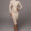 JLUXLABEL BEIGE UTOPIA SEQUIN MID CUT DRESS SALE