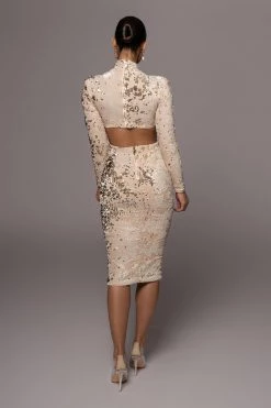JLUXLABEL BEIGE UTOPIA SEQUIN MID CUT DRESS SALE 28 JLUXLABEL BEIGE UTOPIA SEQUIN MID CUT DRESS SALE